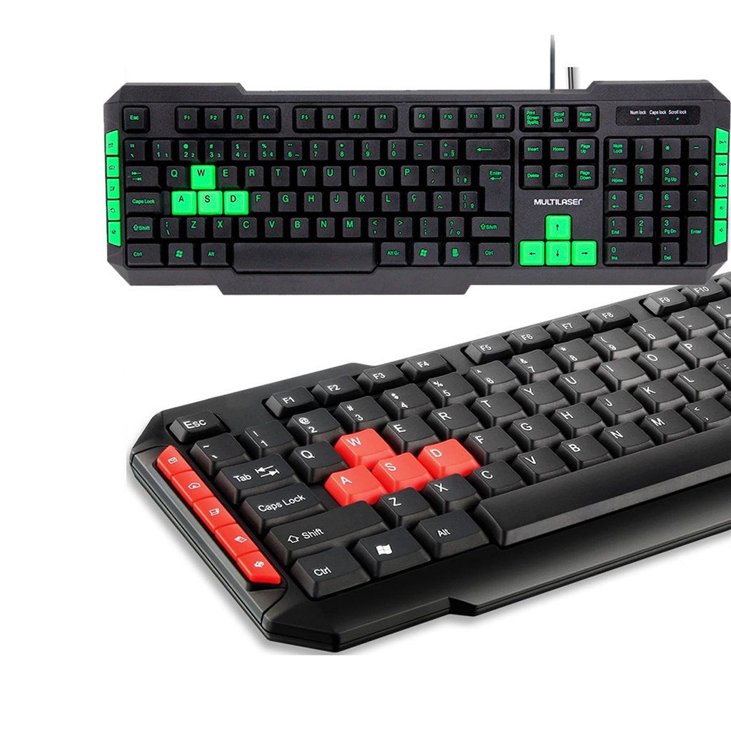 Teclado Gamer Multimidia USB Multilaser Teclas Verde Vermelho 3 Anos De