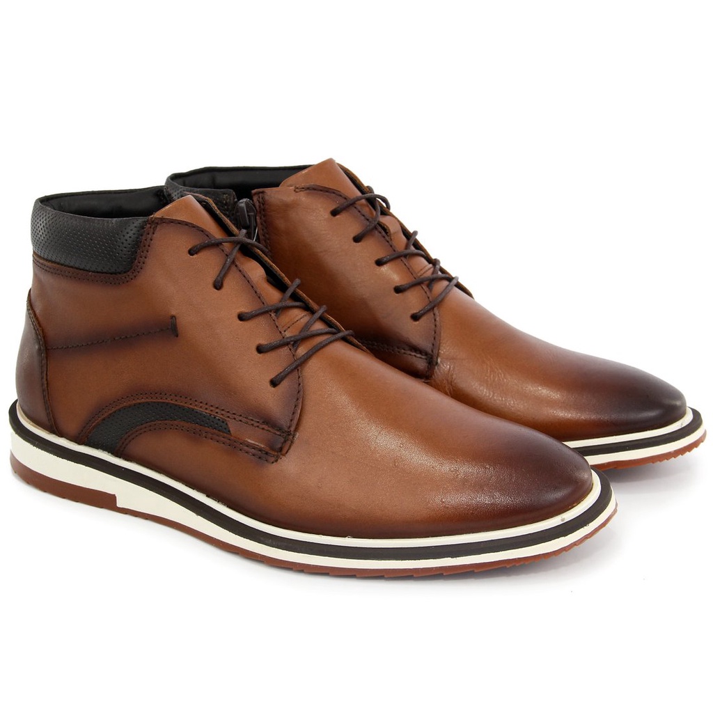 Bota Masc Oxford Cano Alto Polo City Alpha Couro 145 Griffe Whisk Cafe