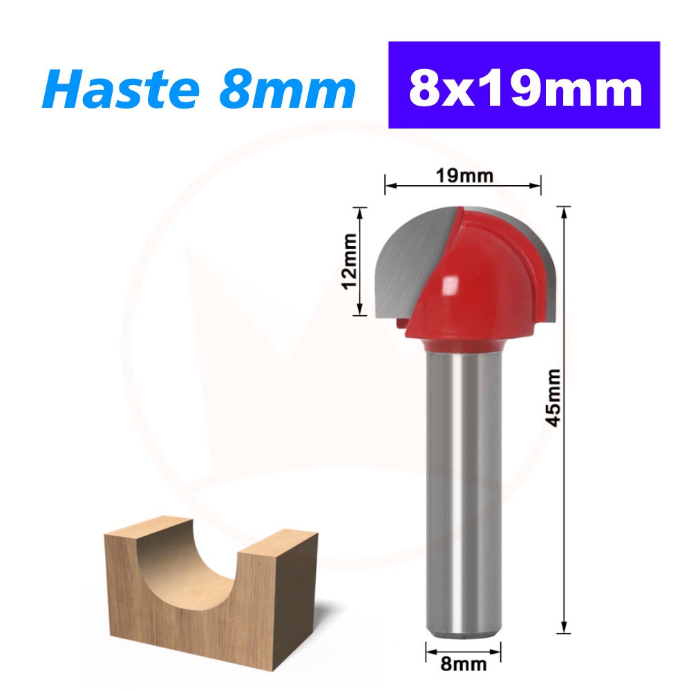 Fresa Redonda Haste 8mm X 19mm Madeira Router Tupia Balnose Shopee Brasil