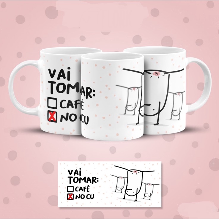 Caneca Flork Meme Vai Tomar No Cu Porcelana 325ml Md20 Shopee Brasil