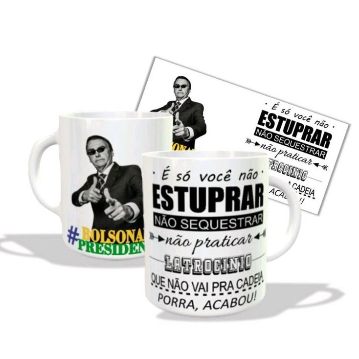 Caneca Porcelana Xicara Personalizada Bolsonaro Não Estuprar