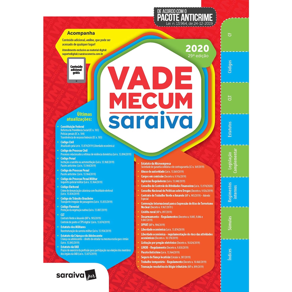 Vade Mecum Saraiva 2020 - Tradicional - 29ª Edição: Atualizado Com o Pacote Anticrime Capa dura