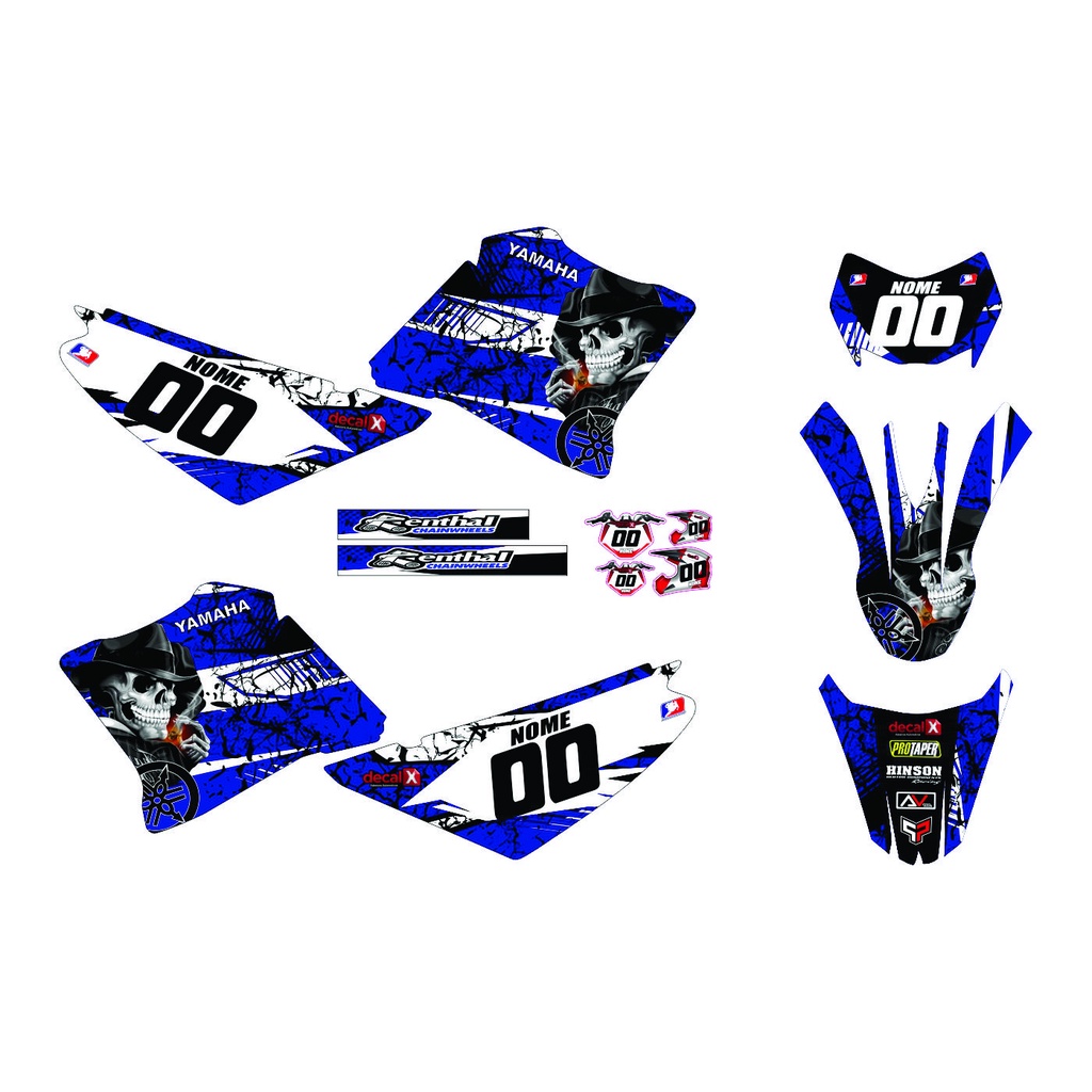 Kit Adesivos Moto Cross Trilha Yamaha Xtz 125 0 20mm Azul Personalizado