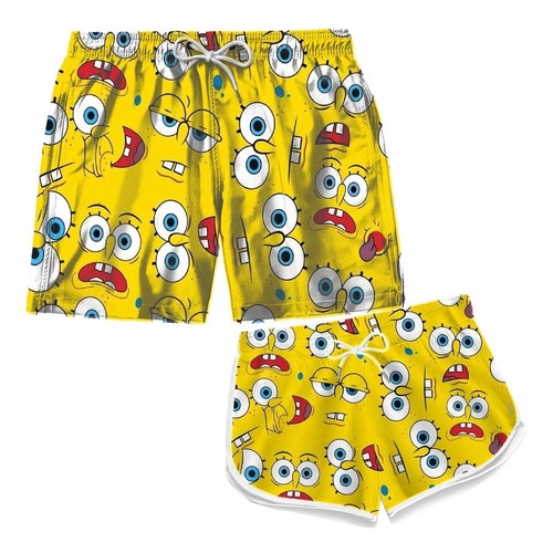 Kit Short Praia Casal Bob Esponja Mod Shopee Brasil