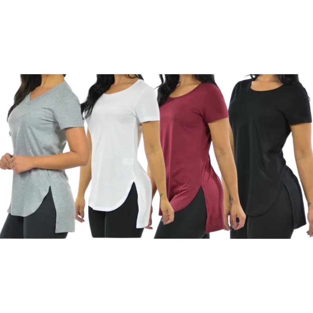 Blusa Blusinha Feminina Long Line Tapa Bumbum Academia Viscolycra