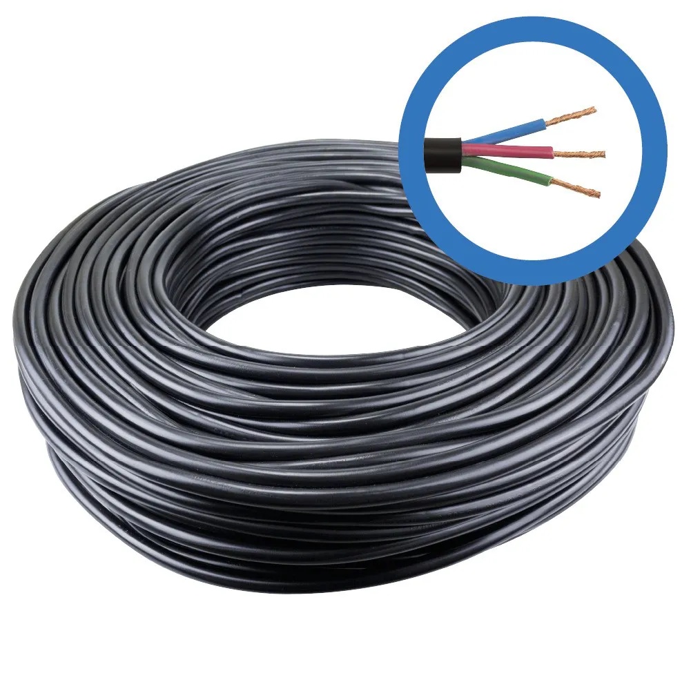 Cabo PP 3 vias para extensão 3x2,5 Preto - venda por metro