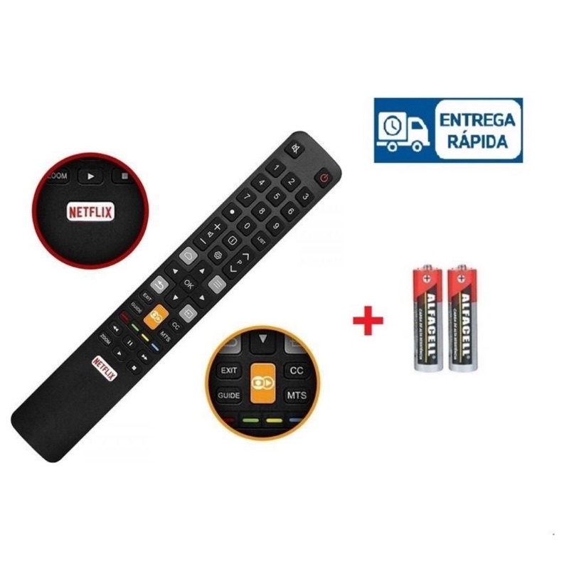 Controle Smart Tv Tcl Netflix Globoplay Shopee Brasil