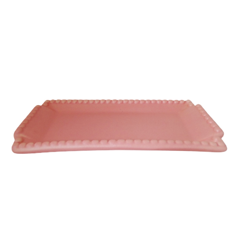 BANDEJA RETANGULAR PORCELANA BOLINHA ROSA FOSCO Shopee Brasil