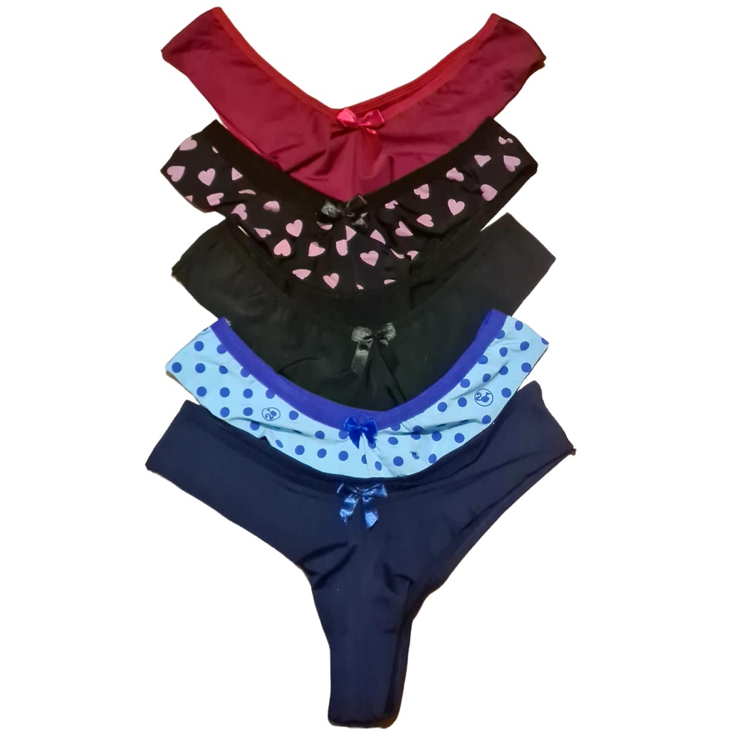 Calcinha Lingerie Feminina Fio Dental Duplo Microfibra Lisa Kit C