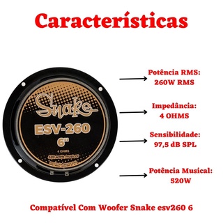 Kit Reparo Alto Falante Snake Esv 260 6 Pol 4 Ohms Cod 5739 Shopee