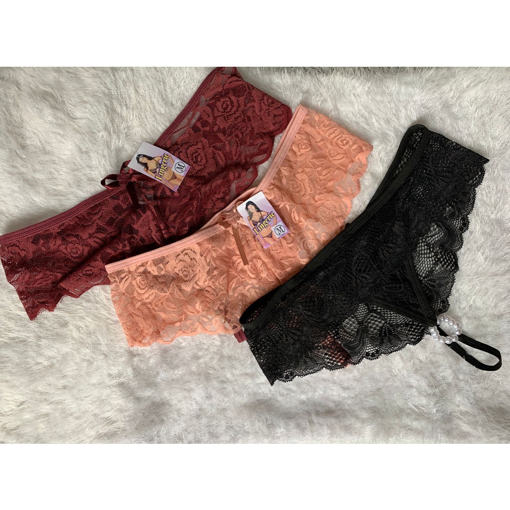 Kit 3 Calcinhas Tailandesas Sexy Fio Dental Lingerie Renda Shopee