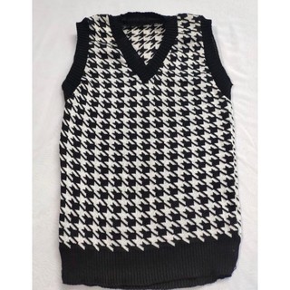 Colete Tricot Pied Poule Modinha Blogueira Inverno Feminino Top