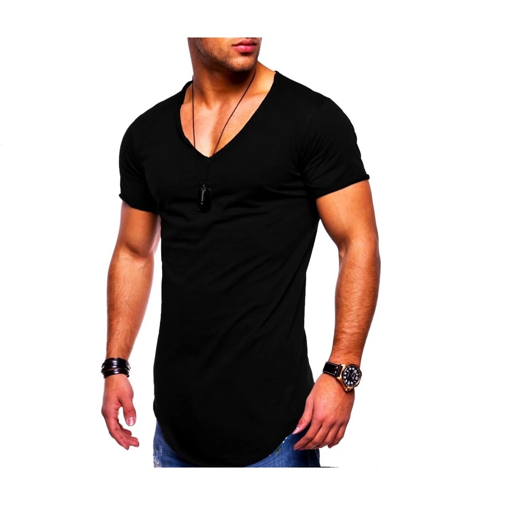 Camiseta Masculina Long Line Oversized Swag Elastano Shopee Brasil