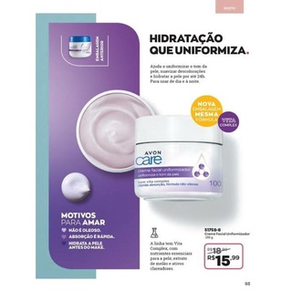 Creme Facial Avon Care Uniformizador 100g O Antigo Aclara Shopee