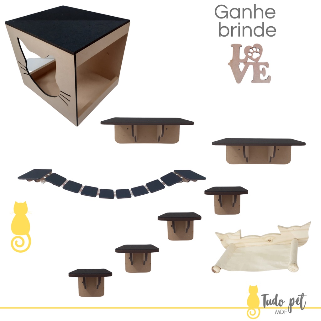 Playground Brinquedo Para Gatinhos Pe As Mdf Rede Cantinho Do