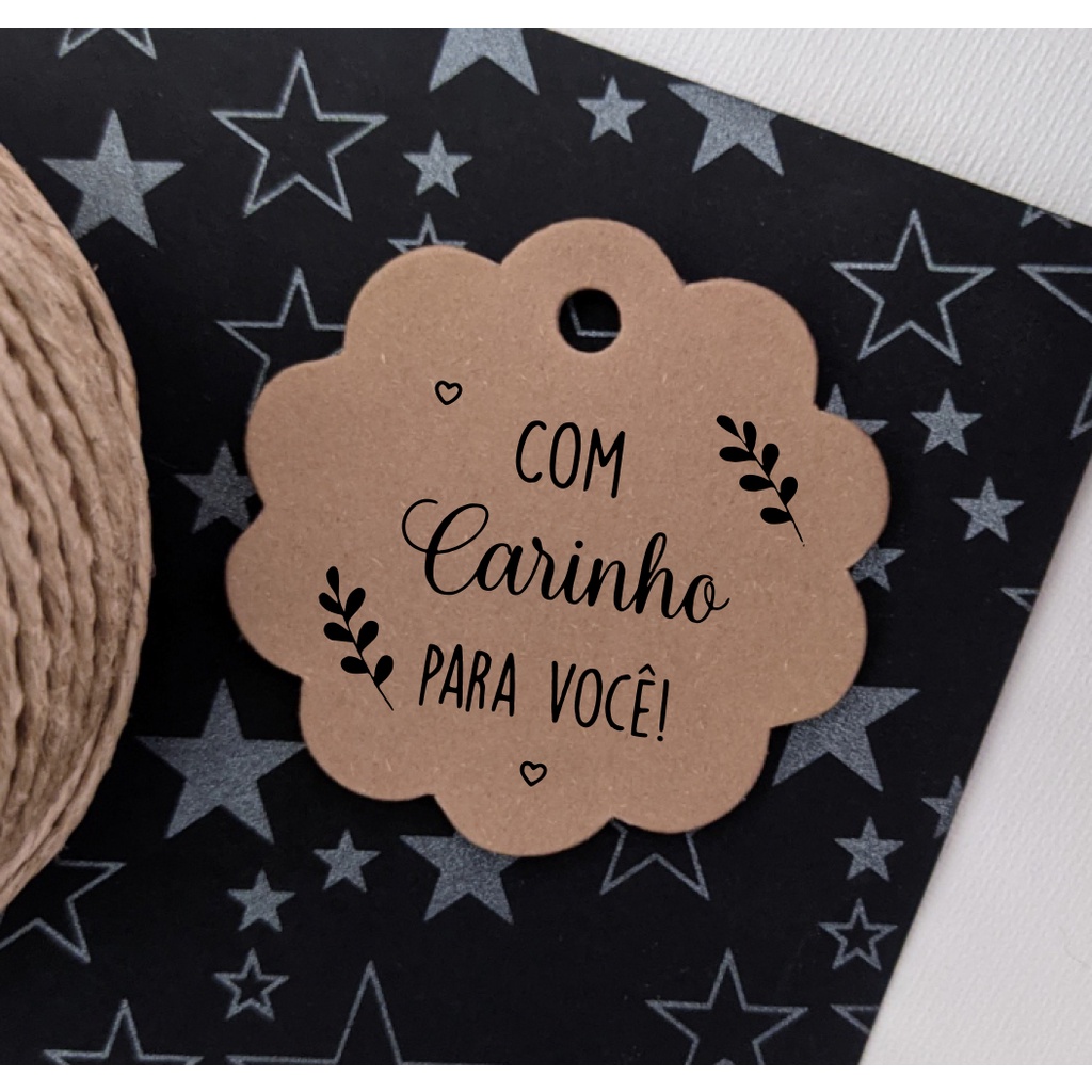 Tags Kraft Carinho para Você 110 unidades Shopee Brasil