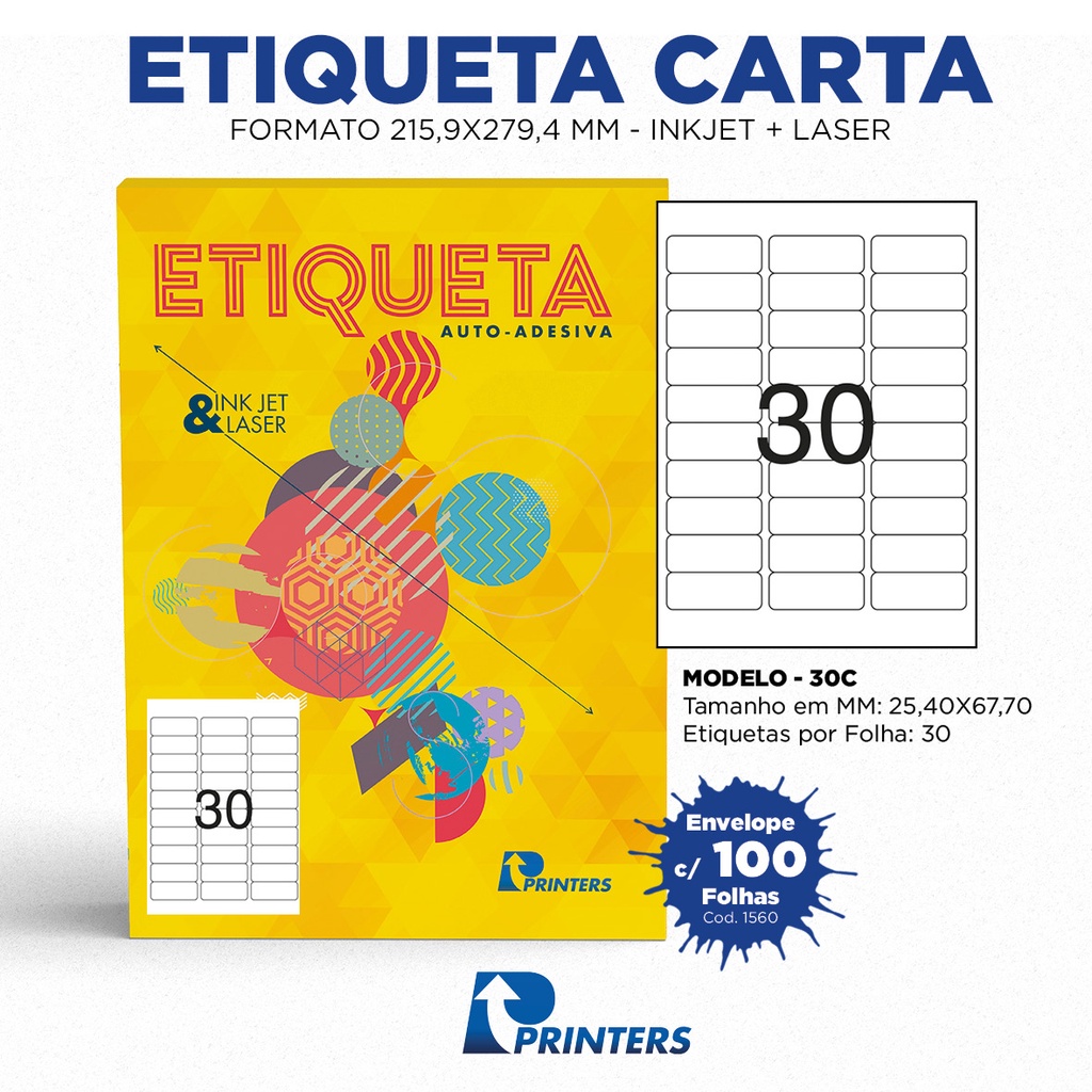 Folhas De Etiqueta Tamanho Carta Inkjet Laser Mm X Mm