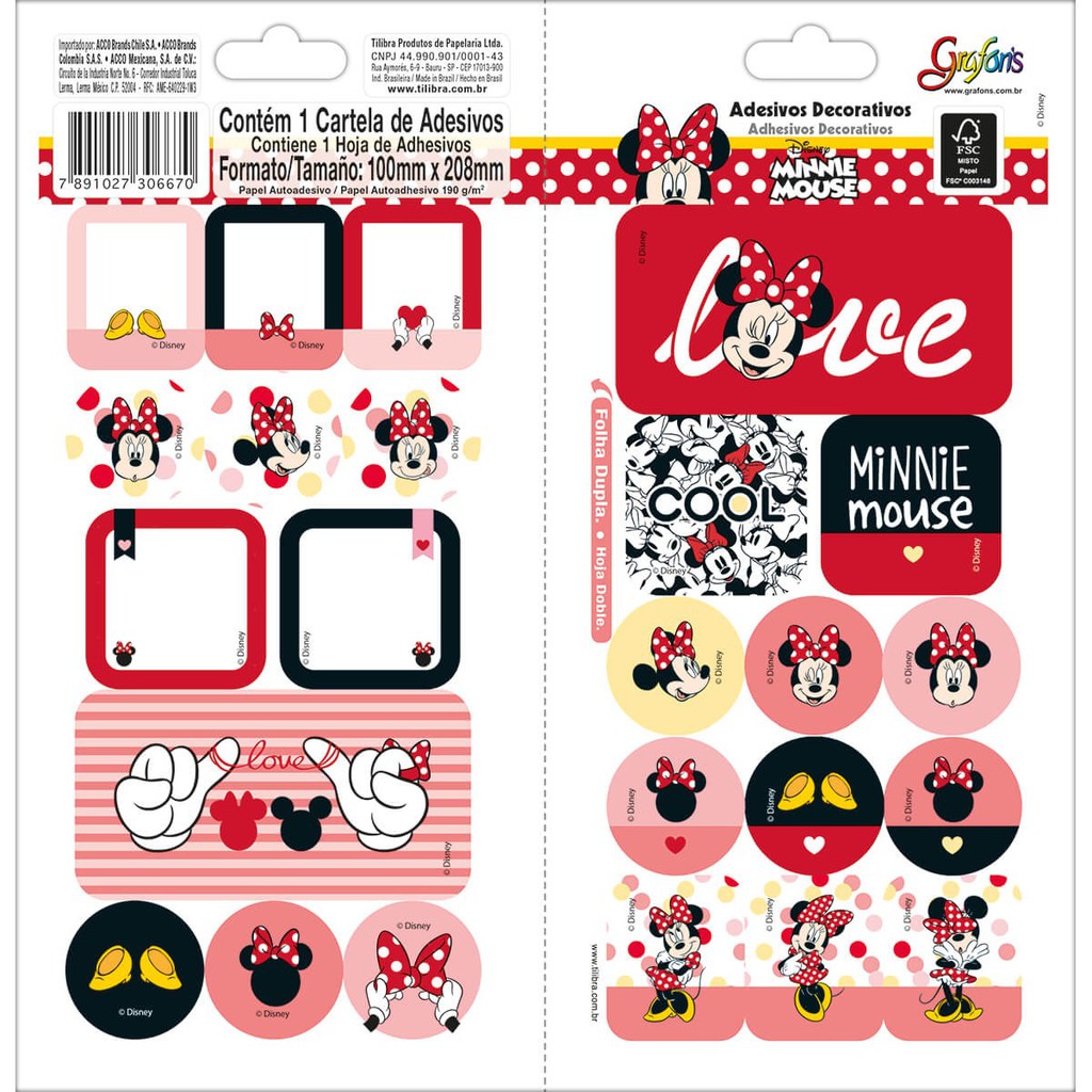 Adesivo Decorado Duplo Minnie Tilibra Shopee Brasil