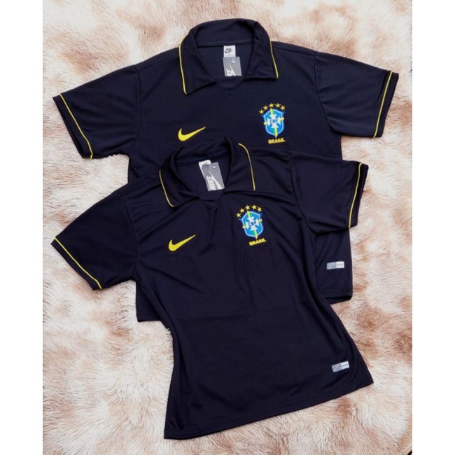 Kit Casal Na Copa C 2 Camisas Seleção Brasileira Polo Branca Envio