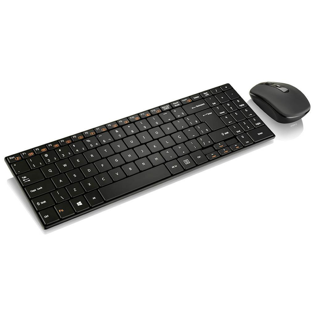 Teclado E Mouse Sem Fio 2 4GHZ Multimidia USB Slim Preto TC202 Shopee