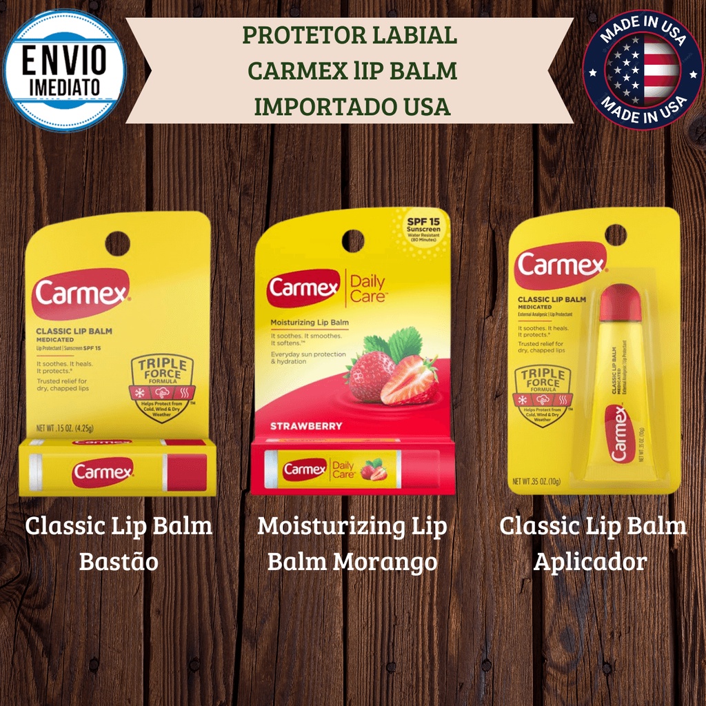 Carmex Lip Balm Protetor Labial Hidratante Bálsamo Sabores