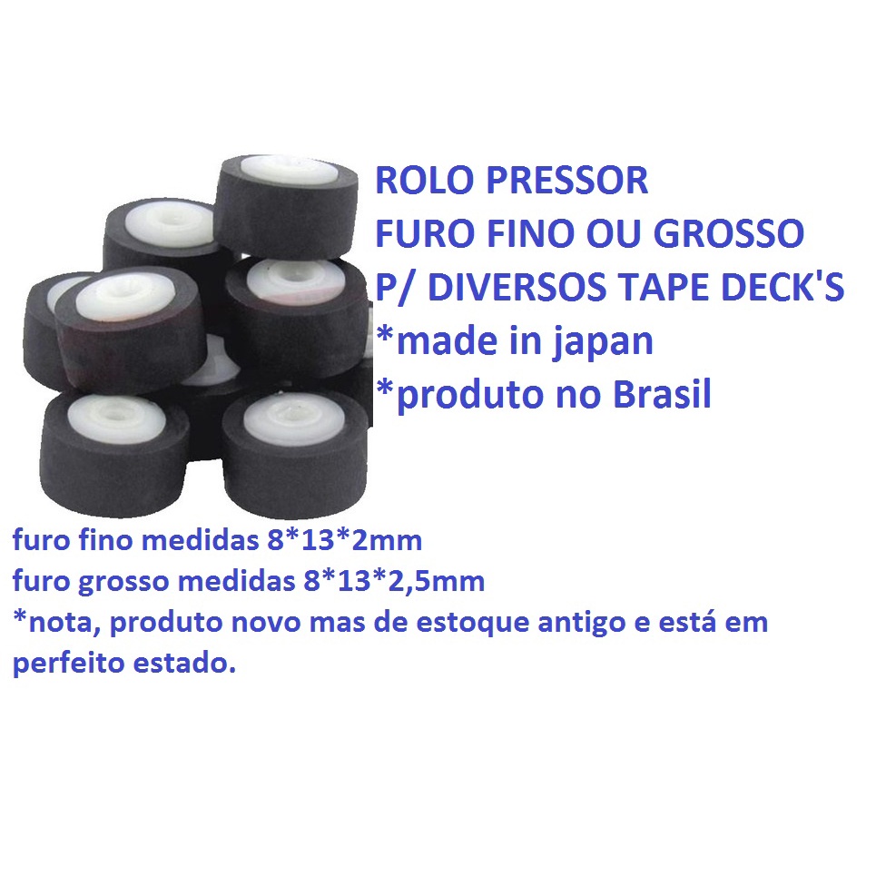 Kit Pe As Rolo Pressor Para Tape Deck S Furo Fino Mm X Mm Eixo