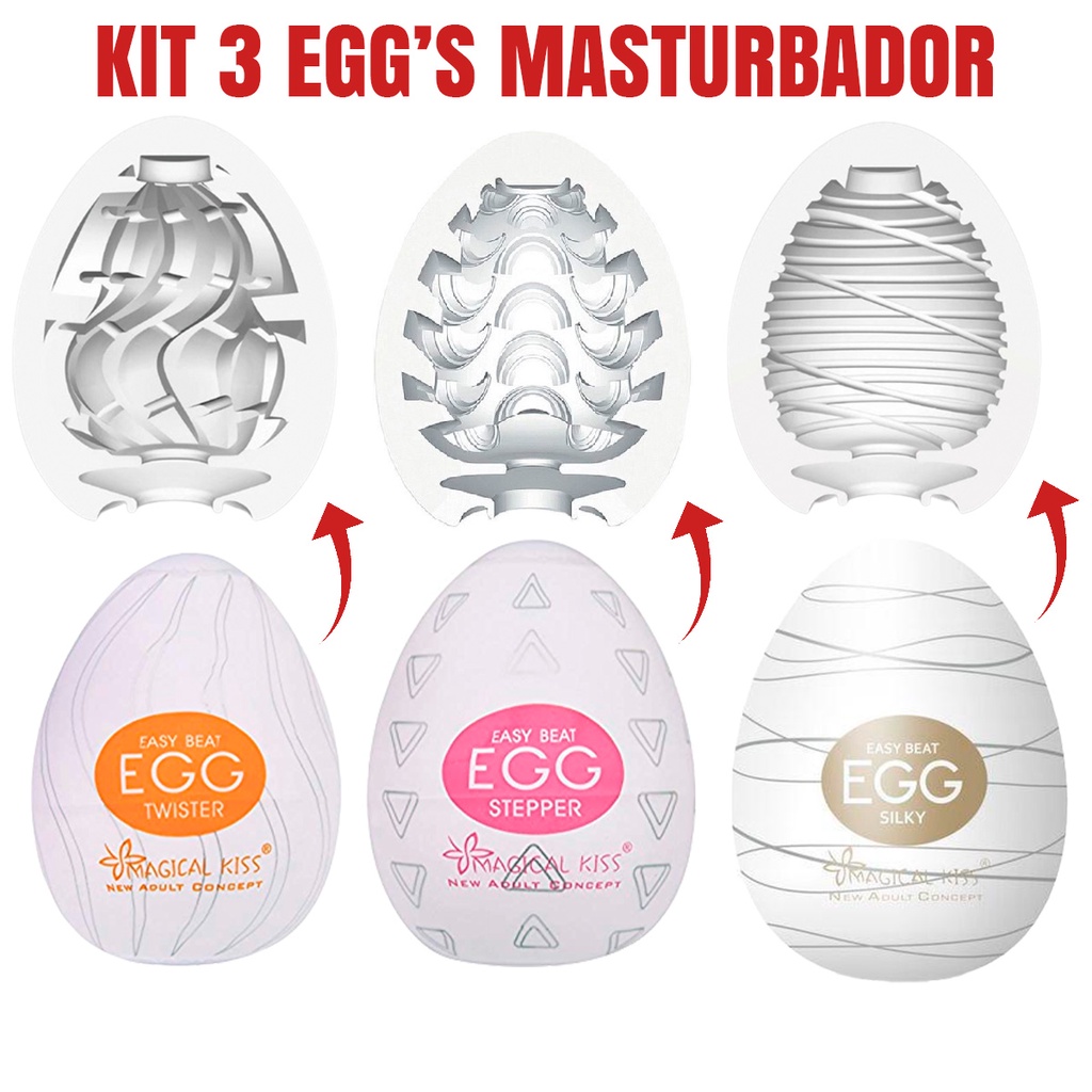 Kit 3 Eggs Masturbador Masculino Atacado Revenda Silky Stepper