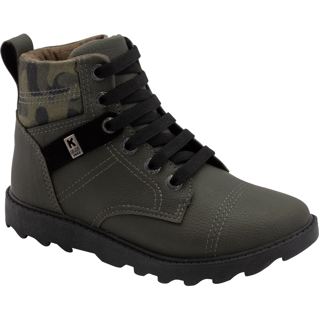 Bota Infantil Klin Rock 053 Verde Militar Preto Shopee Brasil