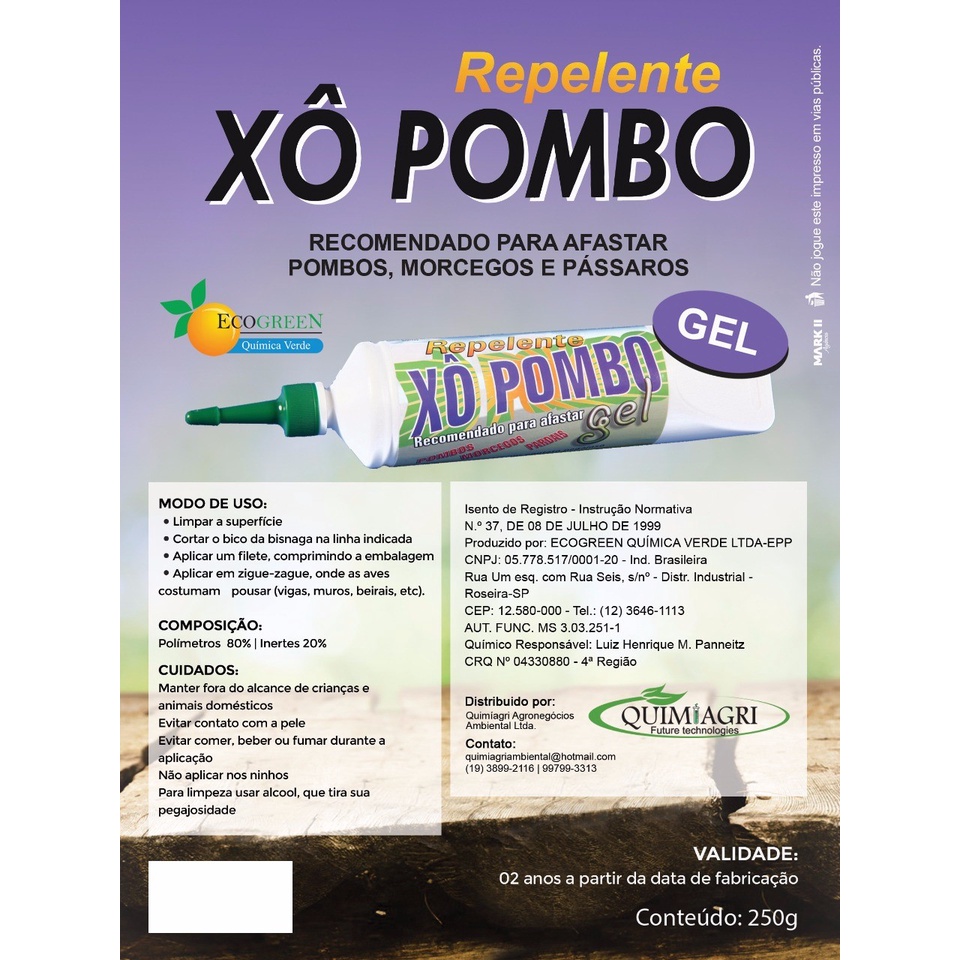 Repelente Para Passaros E Morcegos Xo Pombo Gel Gramas Shopee Brasil