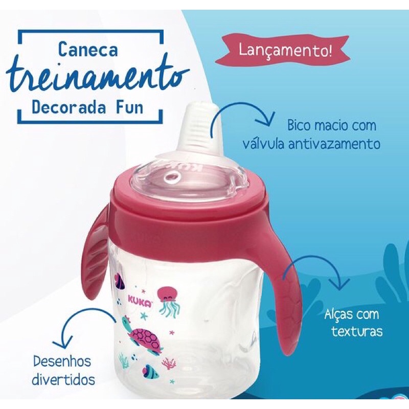 Copo Treinamento Alça 200ml Kuka Decorado Shopee Brasil