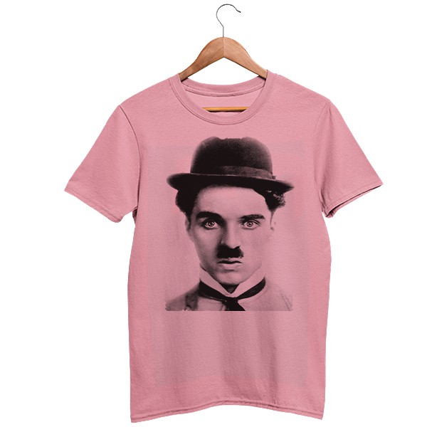 Camiseta Rosa Algodao Charlie Chaplin Charles Filmes Classicos Cult