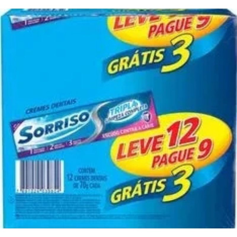 Creme Dental Tripla Limpeza Completa Sorriso Leve 12 Pague 9 70g