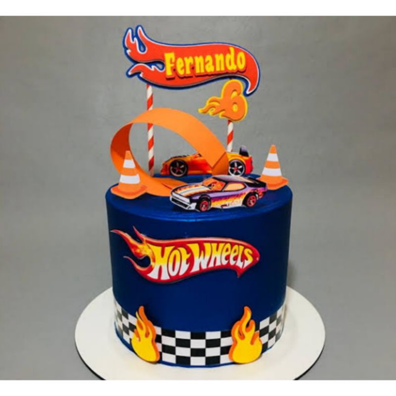 Topo De Bolo Hot Wheels Personalizado Nome E Idade Shopee Brasil