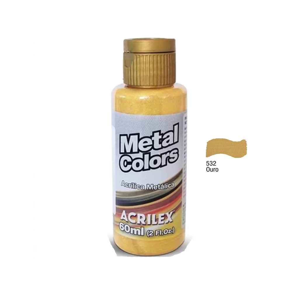 Tinta Acrílica Metal Colors Dourado Ouro 532 Acrilex 60ml Shopee Brasil