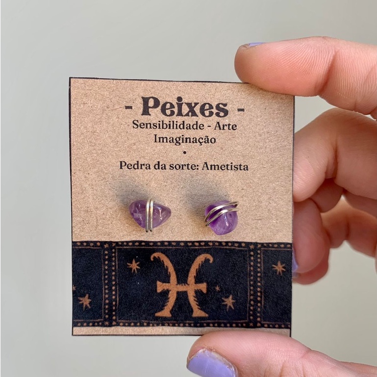 Par De Brincos Signo Peixes Ametista Shopee Brasil