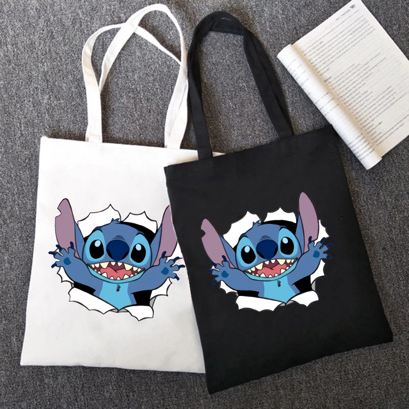 Bolsa De Tecido Casual Estampa Lilo Stitch Ombro Feminina Eco De