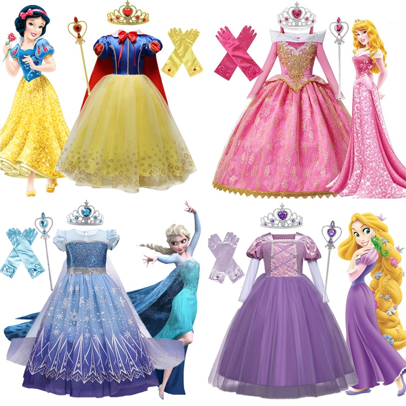 Vestido Branco De Neve Para Meninas Bella Elsa Cosplay Fantasia