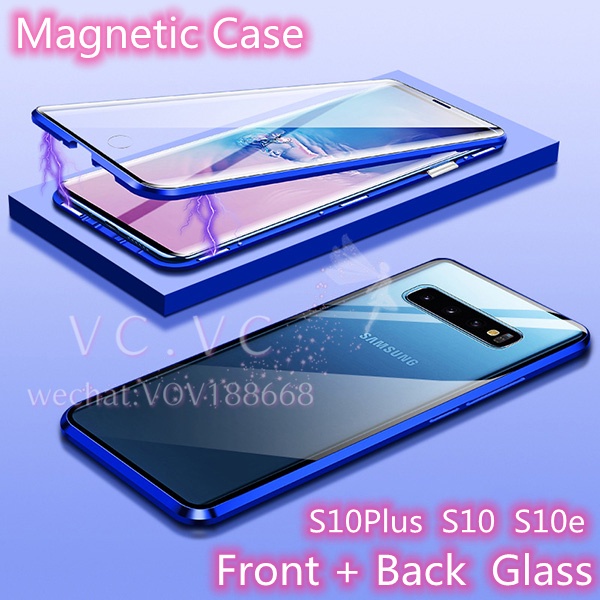 Capa Magnética Metal Com Flip Dupla Face E Metal Magnético Para Samsung Galaxy S10 S9 S8 Plus S10E / S10Plus / S10E / S9Plus / S8Plus