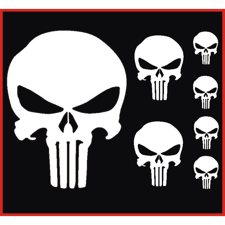 7 Adesivos Justiceiro Punisher Caveira Kit Para Carro Moto Notebook