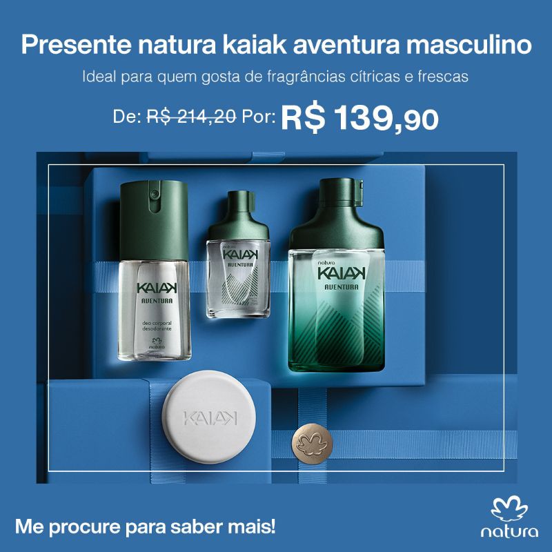 Presente Natura Kaiak Aventura Masculino Perfume 100ml Perfume 25ml