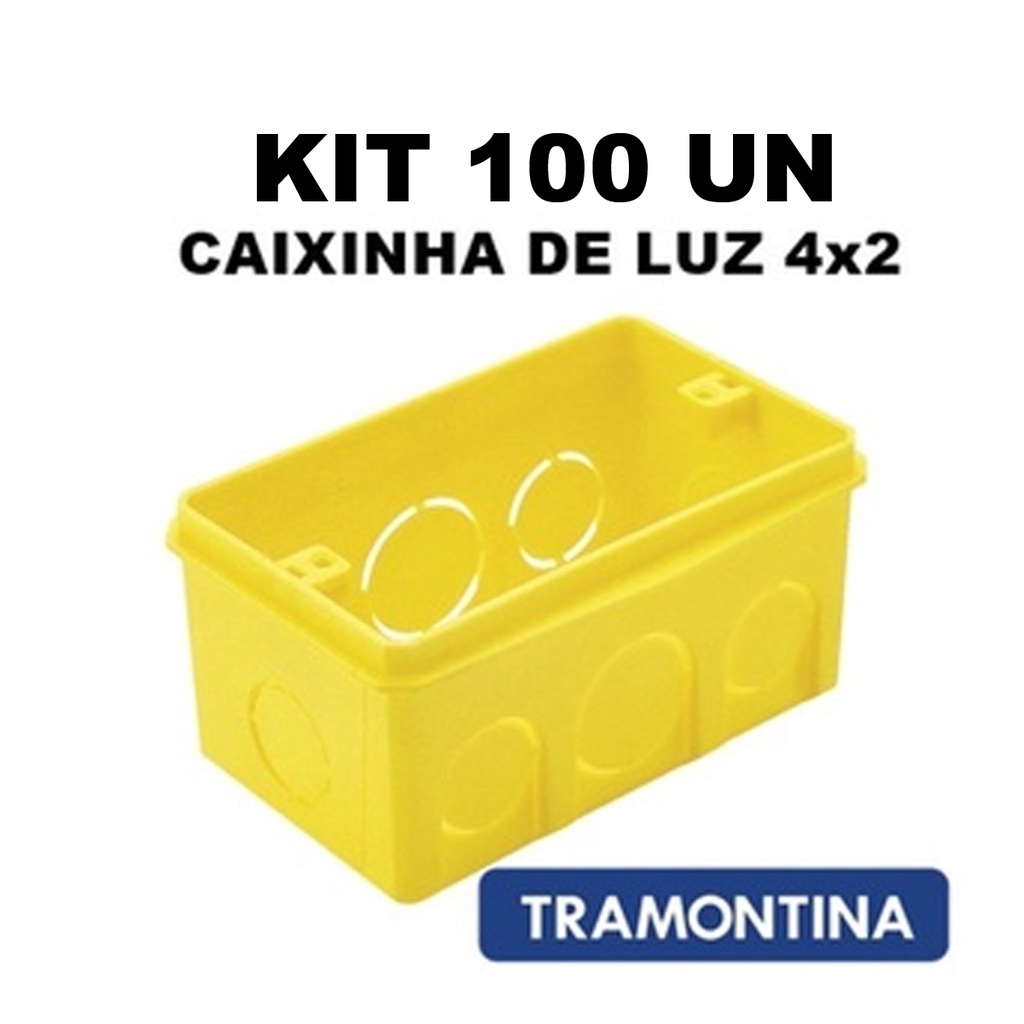 Kit 100 pçs Caixa de Luz 4x2 Amarela Tramontina Original Escorrega