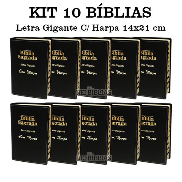 Kit B Blias Sagrada Letra Gigante Luxo Preta C Harpa Crist