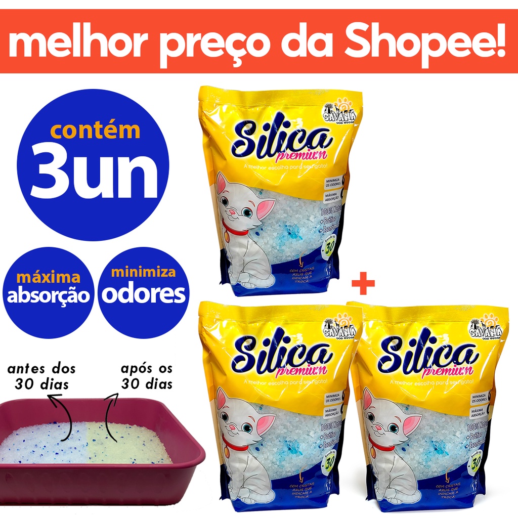 Kit Unidades Areia S Lica Premium Para Gatos Kg Savana Pet