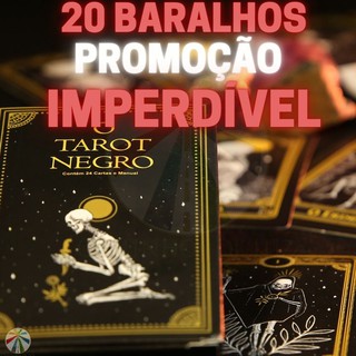 Kit 20 Baralhos Tarot Negro Marselha Deck 22 Cartas Tarô Manual