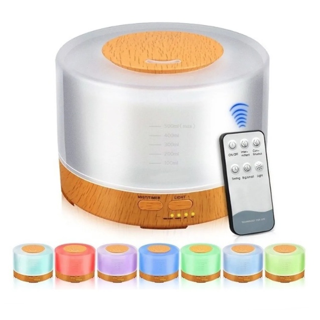 Difusor Aromatizador Aroma Diffuser Madeira Controle E Medidor Luz