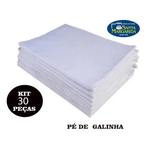 Kit Pano De Prato Branco Liso 50X70 SANTA MARGARIDA 30 PEÇAS PÉ DE