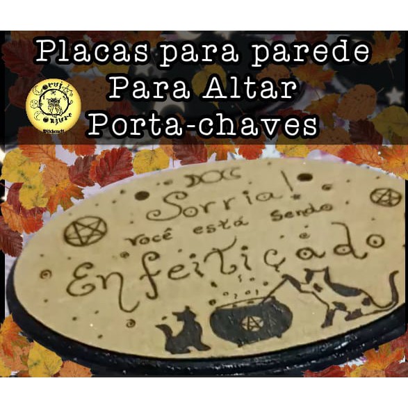 Placas MDF pirografadas para altar wicca pagão e bruxaria e para seu