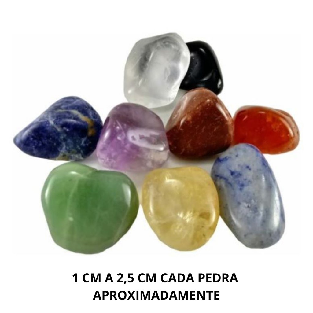 Kit 7 Chakras Sete Pedras Rolada Natural Equilíbrio Energia Reiki