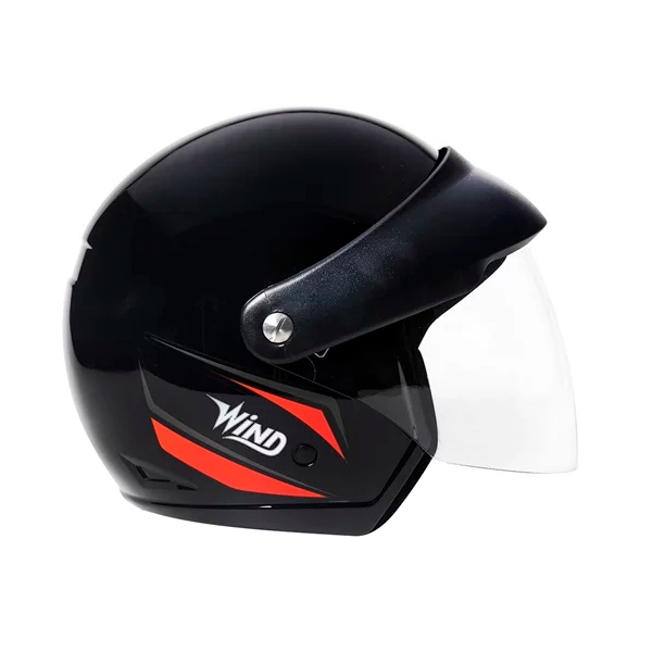 Capacete Aberto Taurus Wind Visor Preto E Vermelho Shopee Brasil