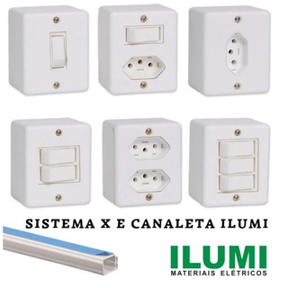 Sistema X Ilumi Sobrepor E Canaleta Dupla Face Branco Tomada A E